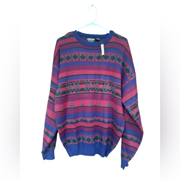 anchor blue Other - Vintage 90s Anchor Blue Multicolor Pattern Men’s Sweater Size Large
